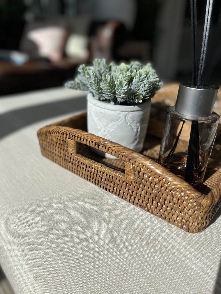 Rattan coffee on sale table tray